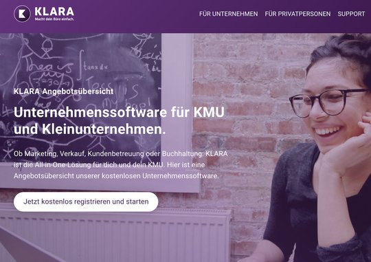 Auf der Plattform Klara können KMUs administrative Arbeiten erledigen und verwalten... (Bild: Sreenshot Klara)