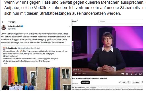 Julian Reichelt hat auf Twitter gegen die Regenbogenflagge vor dem Berliner Polizeigebäude gehetzt. Jetzt wird er dafür angeklagt...              (Bild: Twitter) 