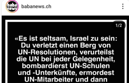 Baba News fällt allen mit Israel-Hass und als Iran-Kuschelmedium auf - nur den Berner Behörden nicht, die weiterhin die Workshops von Baba-News an Berner Schulen finanzieren... (Screenshot KR)