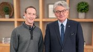 Meta CEO Mark Zuckerberg und EU-Kommissar Thierry Breton demonstrieren Einigkeit beim Treffen rund um die nötigen Regulierungen für KI...     (Bild: Twitter/@ThierryBreton)