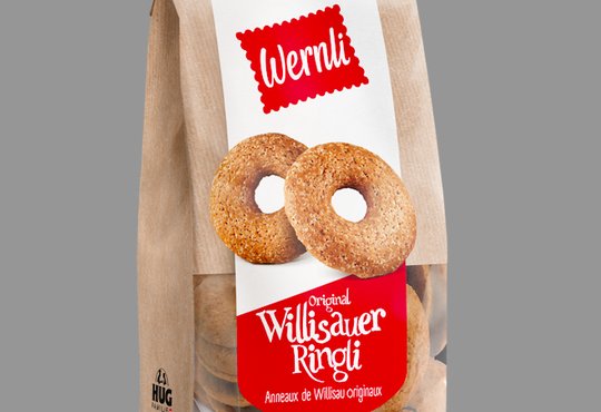 Der Hug-Klassiker Willisauer Ringli in der neuen Wernli-Verpackung... (Bild: zVg)