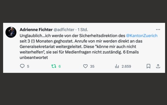 Funkstille: Emails der Journalistin an die Medienstelle bleiben unbeantwortet, telefonische Anfragen werden an das Generalsekretariat weitergeleitet... (Bild Screenshot X)