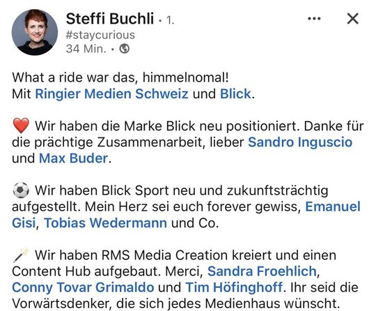 «What a ride war das, himmelnomal! Wir haben die Marke Blick neu positioniert...»