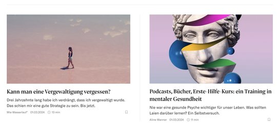 In der ersten Ausgabe ist die psychische Gesundheit das Hauptthema… (Bild: Screenshot «NZZ Folio»)