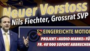 SVP-Grossrat Nils Fiechter ärgert sich gleich doppelt. Per dringlicher Motion fordert er, das Projekt «Audio-Marke» abzubrechen … (Bild: Screenshot X-Account von Nils Fiechter)