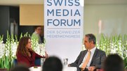 «Das SwissMediaForum ist nicht nur ein Deutschschweizer Kongress»: Die scheidende Moderatorin Susanne Wille im Gespräch mit Marcello Foa, CEO der Gruppo Corriere del Ticino.