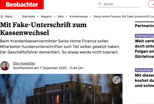 Der Krankenkassen-Vermittler warf der Ringier-Zeitschrift unter anderem vor, mit einer kritischen Story «fremdenfeindliche Reflexe» zu bedienen... (Bild: Screenshot Klein Report)
