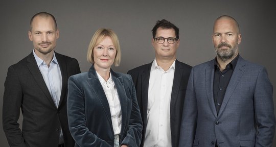 Das neue Leitungsteam der «NZZ am Sonntag»: Chefredaktor Jonas Projer, Nicole Althaus, Alain Zucker und Thomas Stamm... (v.l.), (Bild: © NZZ)