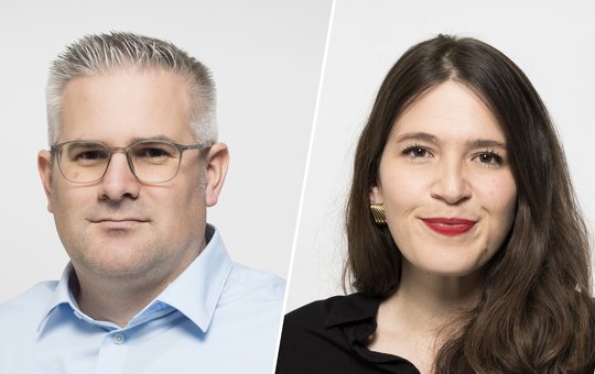Roman Unternährer ist neuer Leiter Radio und Giulia Cresta übernimmt die neu geschaffene Stelle als Leiterin Digital & Audience Development…   (Bild: CH Media/zVg)