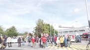 Protestaktion am Montagvormittag vor dem Druckzentrum in Lausanne... (Screenshot rts vom 30.09.2024)