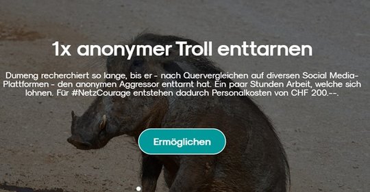 Eines von zahlreichen Projekten, für welches sich #NetzCourage engagiert...      (Screenshot Webseite) 