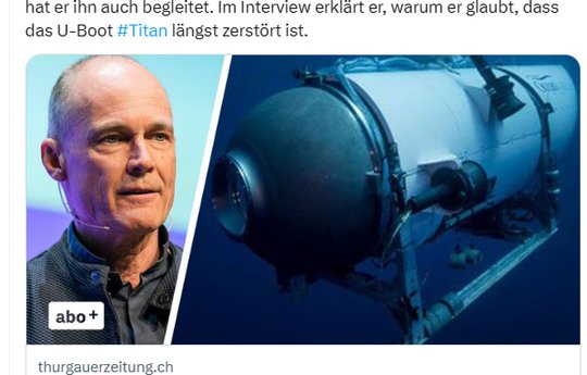 Der Forscher Bertrand Piccard versuchte Sachlichkeit in den Hype um das verschollene Tauchboot zu bringen...     (Bild: Twitter) 