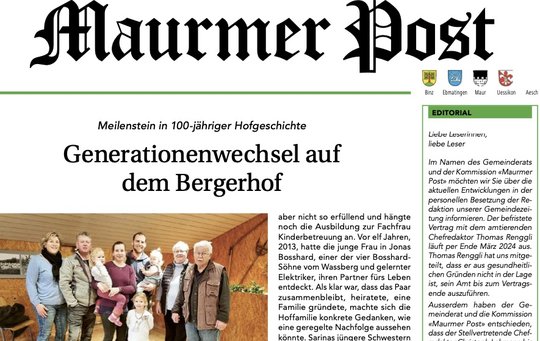 Gemeindeschreiber von Maur: «Als Angestellte der Gemeinde Maur sind die Mitarbeitenden der Redaktion arbeitsrechtlich in die Strukturen des Gemeinderats eingebunden...»