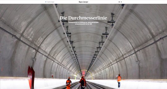 Die Startseite der Online-Geschichte über die Durchmesserlinie.