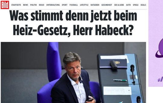 Fast 70-mal verwendete die «Bild»-Zeitung den Begriff «Heiz-Hammer» zwischen März und August 2023 in ihrer Berichterstattung... (Bild Screenshot bild.de)