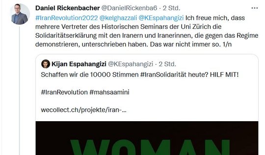 Daniel Rickenbacher übt scharfe Kritik am Historischen Seminar der Universität Zürich... (Bild Screenshot twitter.com)