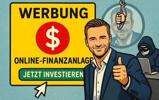 Als Lockmittel werden gefälschte «Tagesschau»-Interviews mit Promis imitiert... (Bild: KI-generiert mit chatGPT)