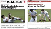 Weil ein Marder 2013 bei einem Spiel des FC Thun für viel Ärger sorgte, könnte er zum Vereinsmaskottchen gekürt werden… (Bild: Screenshots von CBS News.com und Bild.de)