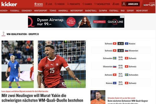Kicker.ch noch etwas holprig unterwegs: Neue App soll «zu einem umfassenden Sport-Ökosystem für die Schweiz ausgebaut» werden... (Bild: Screenshot kicker.ch)