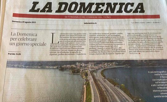 Der Tessiner Sonntagstitel wird als Wochenendbeilage in die Tageszeitung integriert... (Bild: Screenshot KR)