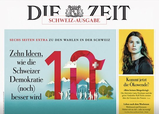 Die Umfangserweiterung der «Zeit» in der Schweiz ist gemäss Mitteilung auch durch die «erfreuliche Entwicklung» im lokalen Anzeigengeschäft möglich...