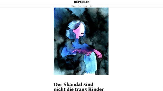 Hitzige Berichterstattung und Debatten über Transgeschlechtlichkeit bei jungen Menschen… (Illustration: «Republik» Hélène Blanc)