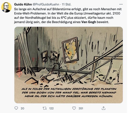 Die Aktion der Aktivistinnen wird im Netz begrüsst, u.a. von @ProfGuidoKuehn mit über 15’000 Followern...