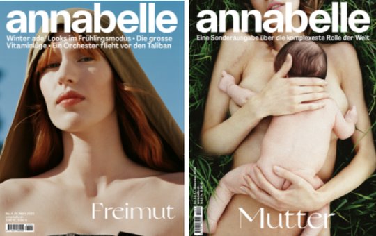 Zwei Cover der ausgezeichneten «Annabelle», zum Beispiel mit der monothematischen Ausgabe zum Thema «Mutter»…      (Bilder: Medienart)