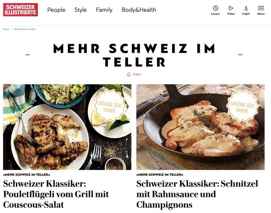 Für die Aktion «Mehr Schweiz im Teller» hat der Bauernverband gemäss Recherchen 300'000 Franken an Ringier überwiesen (Bild: Screenshot schweizer-illustrierte.ch).