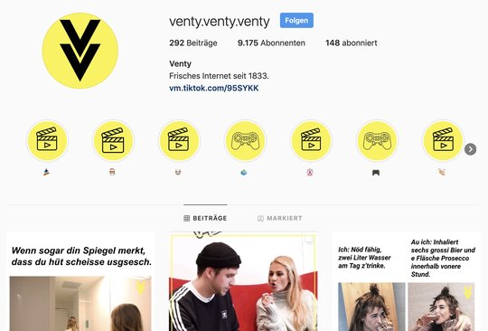 Auch der Instagram-Aufritt von Venty konnte die junge Zielgruppe nicht überzeugen...