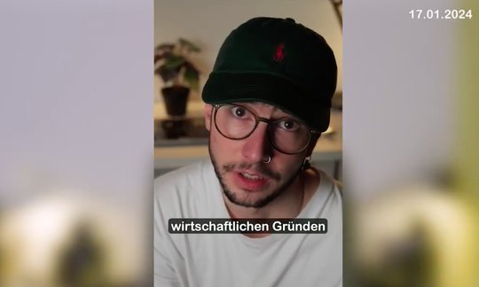 Am 17. Janaur 2024 erhielt Riande die Kündigung von CH Media «aus wirtschaftlichen Gründen», was er gleichentags auf Instagram öffentlich machte... (Screenshot Youtube)