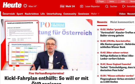 Nach acht Jahren zieht sich das Zürcher Medienhaus wieder aus Österreich zurück... (Bild: Screenshot heute.at)