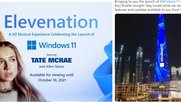 Ein Musical soll Stimmung für Windows 11 machen. In Dubai benützt Microsoft die Skyline als Projektionsfläche für unübersehbare Werbung...