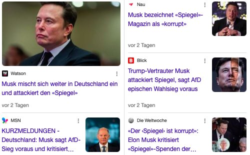 Der «Spiegel» ist «korrupt», die AfD die einzig wählbare Partei: Der Tesla-König blamiert sich selbst... (Bild: Screenshot)