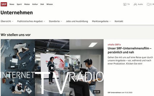 «Hallo SRF!»: «Wir informieren unabhängig, sachgerecht und fair», «Wir erzählen die Schweiz» und «Im Zentrum unseres Schaffens stehen Sie…»